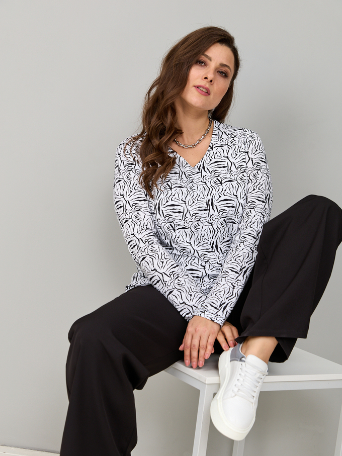 Лонгслив ЛНкл-080/белый-зебра