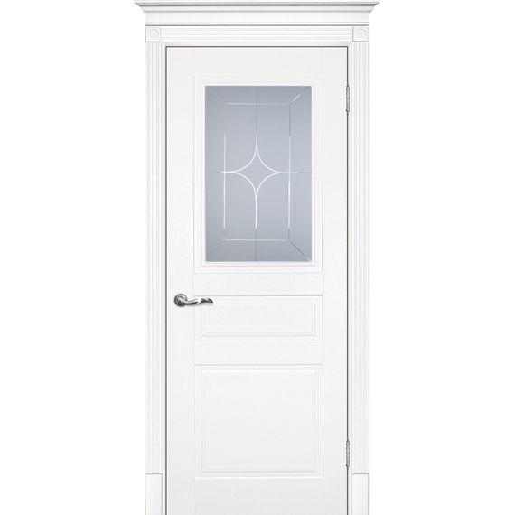 Фото межкомнатной двери эмаль Текона Смальта 01 белая RAL 9003 остеклённая