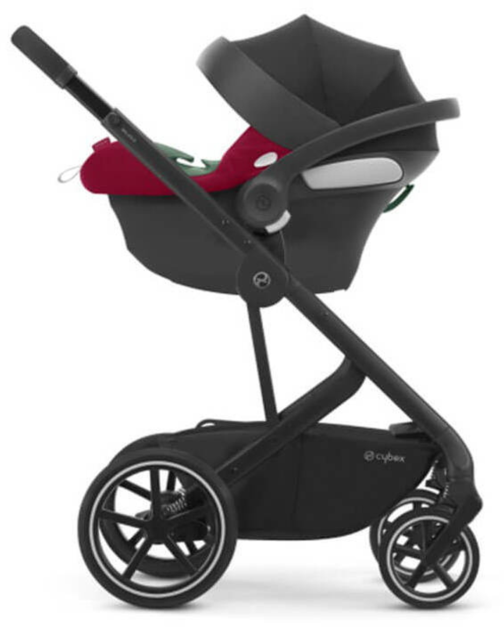 Коляска Cybex Balios S Lux BLK complete Aton B2 Dynamic Red Base One 4 в 1 Moon Black с дождевиками