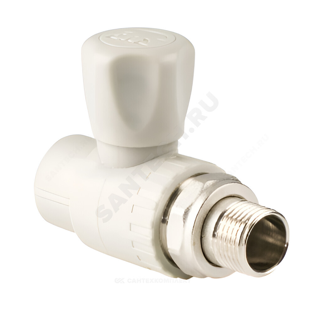 Кран шаровой PP-R серый Дн 20х1/2" НР прямой для радиатора RTP (РосТурПласт) 27903