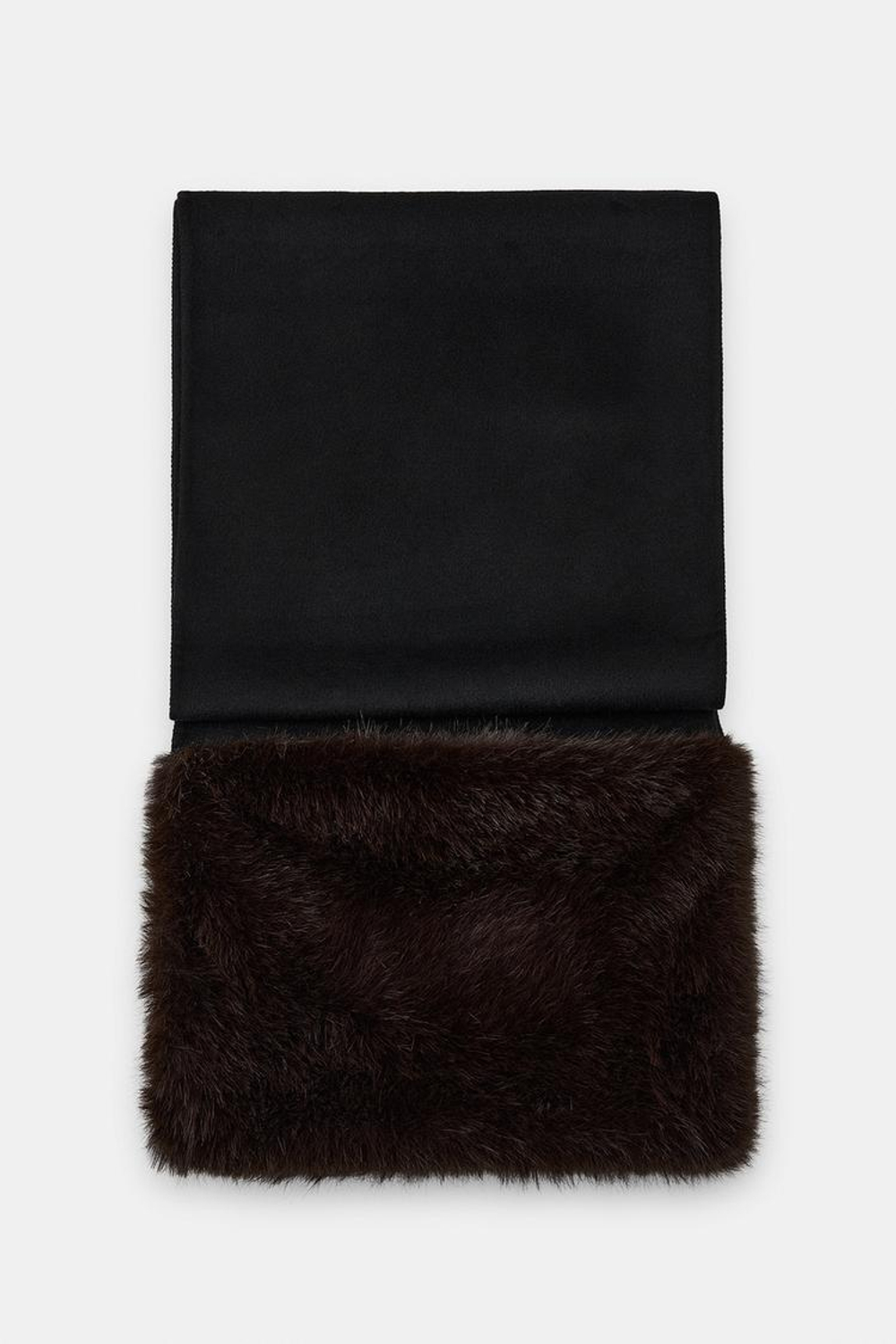 ZARA ОДНОТОННЫЙ ШАРФ ИЗ ШЕРСТИ С МЕХОВЫМ ЭФФЕКТОМ, ЧЕРНЫЙ