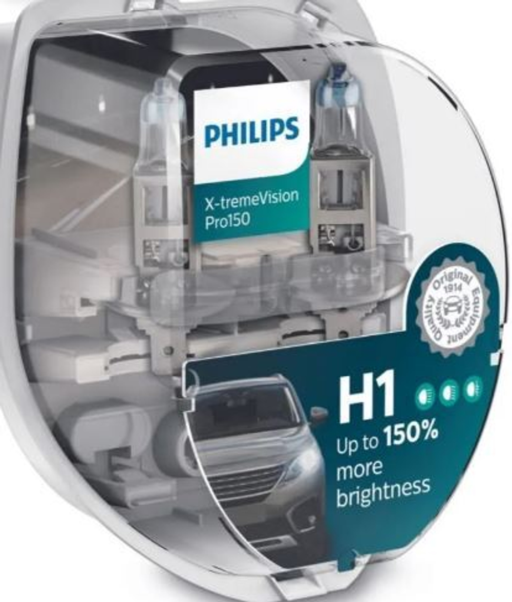 Автолампа H1 12V 55W Philips +150% X-treme Vision Pro150 (P14,5s) (кт2шт) P-12258XVPS2 ORIGINAL