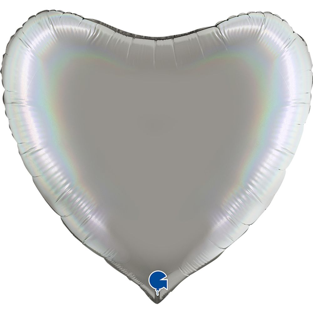 Gr (18&#39;&#39;/46 см) Сердце, Серебро, Голография, 1 шт.