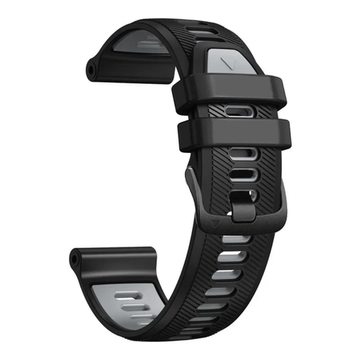 Ремешок силиконовый для Garmin Forerunner 970 / 965 / 955 / 745 (Черный Серый)
