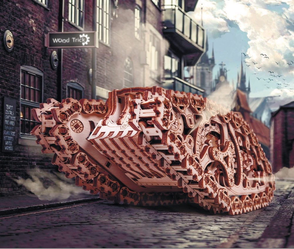 Механическая сборная модель Wood Trick Стим Танк