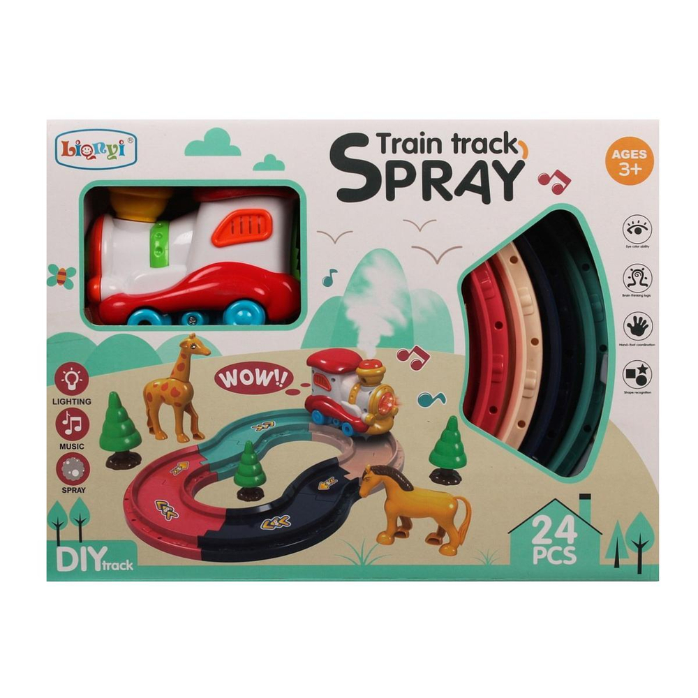 Железная дорога на бат. со светом, звуком и дымом, коробка 1388-01