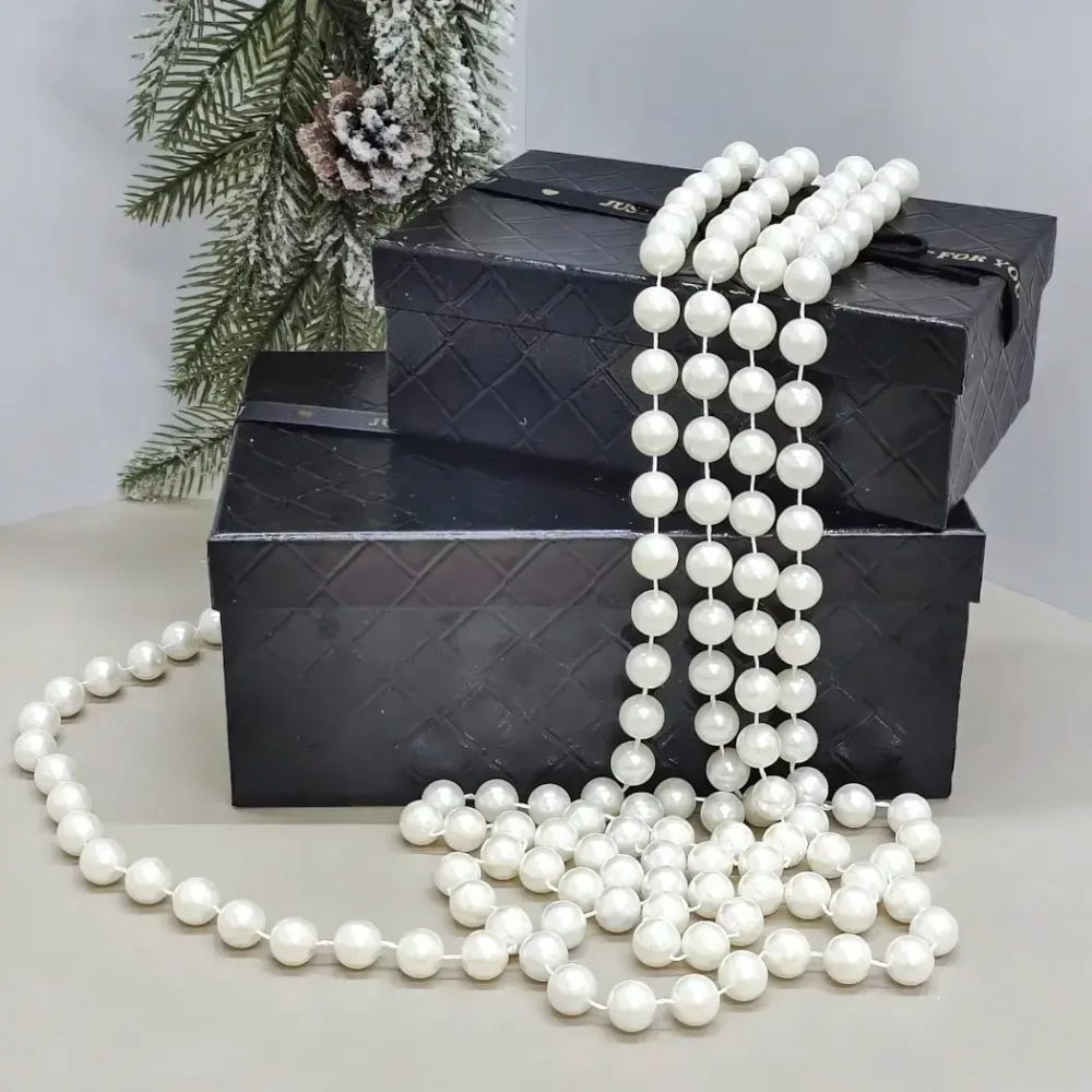 Бусы на ёлку 2,7 м «Жемчуг» d-14 мм, Белый