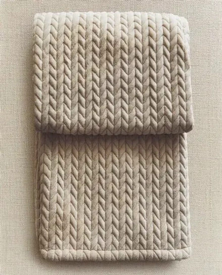 ZARA HOME ДВУСТОРОННИЙ ФЛИСОВЫЙ ПЛЕД, ПЕСОЧНЫЙ