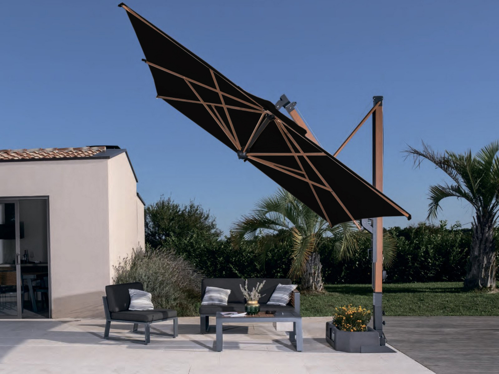 Зонт профессиональный 3х4 м Scolaro Galileo Wood, имитация ироко, черный