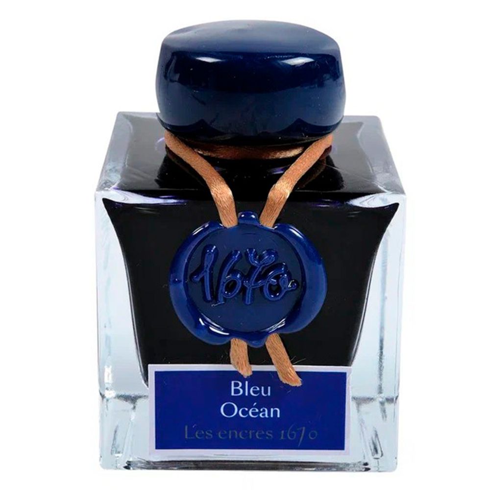 Чернила во флаконе Herbin Prestige 1670 50 мл Bleu Ocean синие с золотыми блестками (15018JT)
