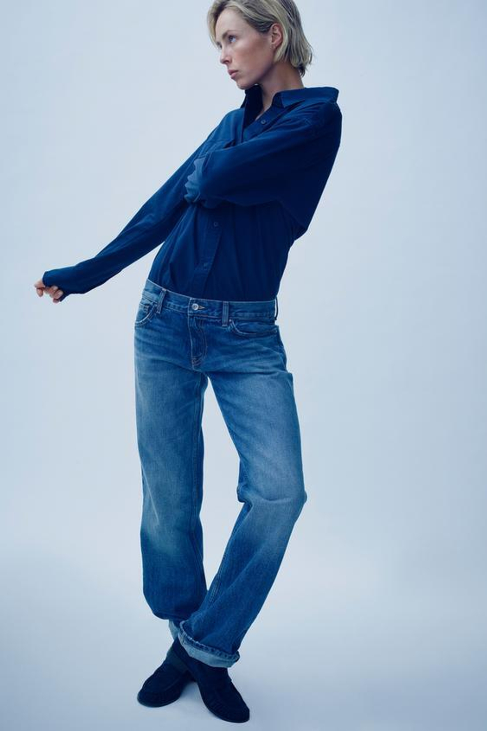 ZARA ДЖИНСЫ SLUNG С НИЗКОЙ ПОСАДКОЙ, СИНИЙ