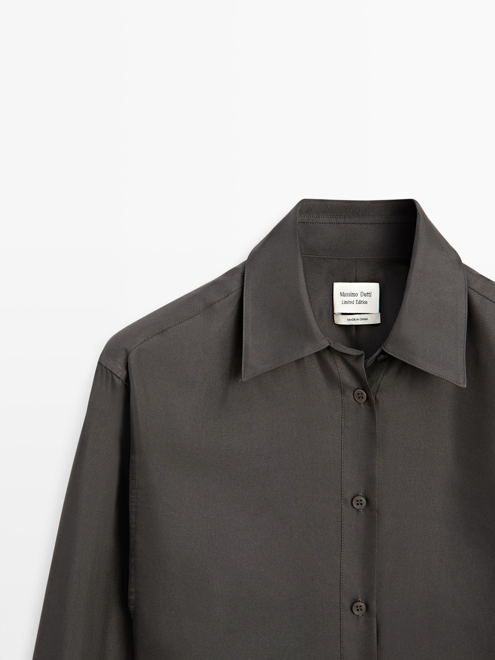 Massimo Dutti Рубашка из 100% шелка - Limited Edition, серый