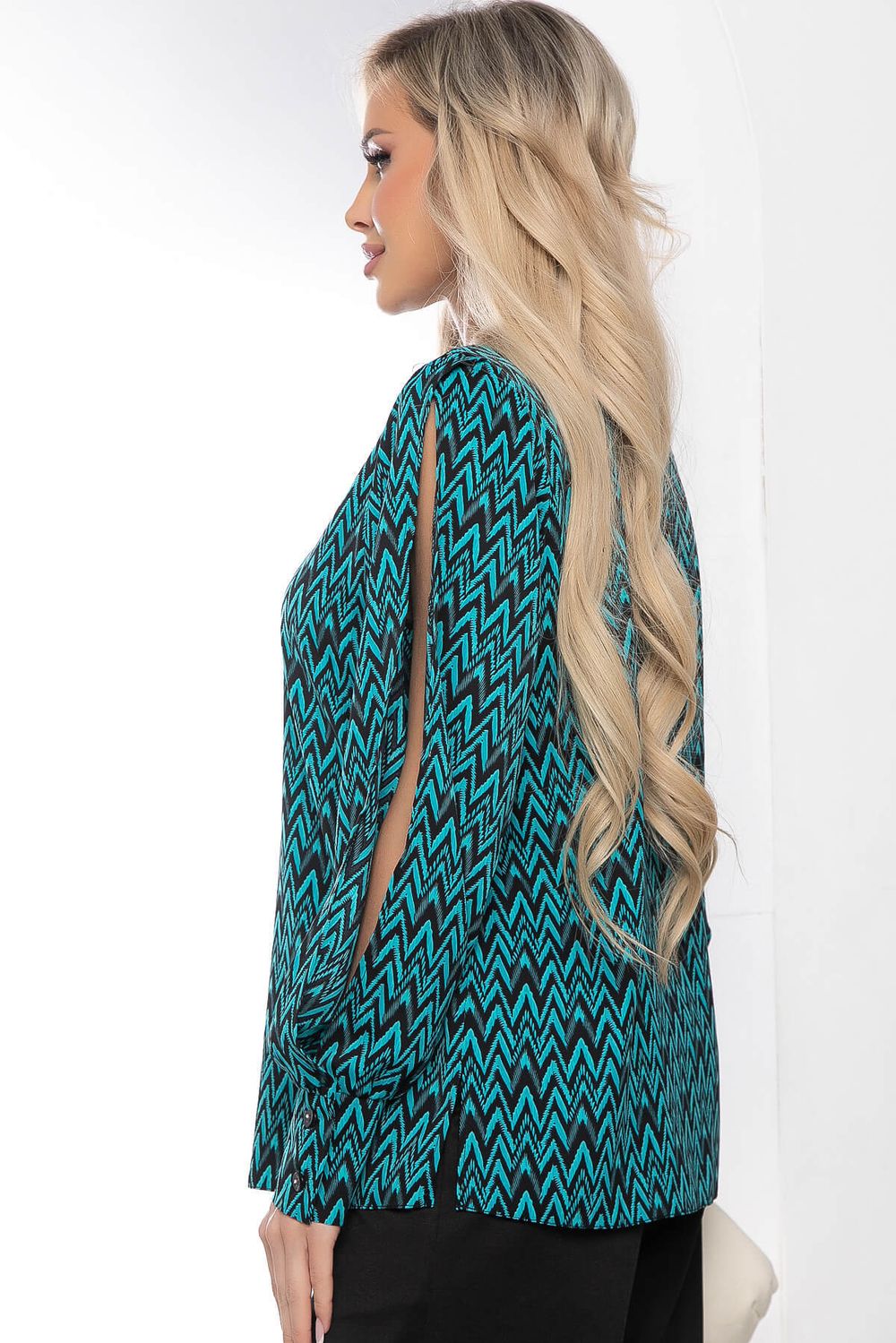 Блуза "Тайное чувство" (бирюза/черная) Б8519 LT Collection