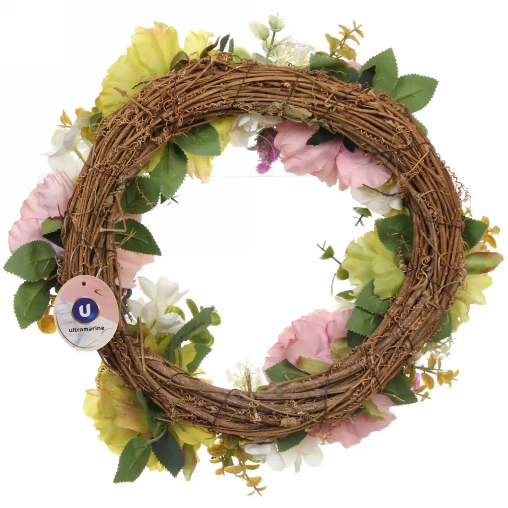 Цветы искусственные венок «Фантазия» 42см нежно-белый