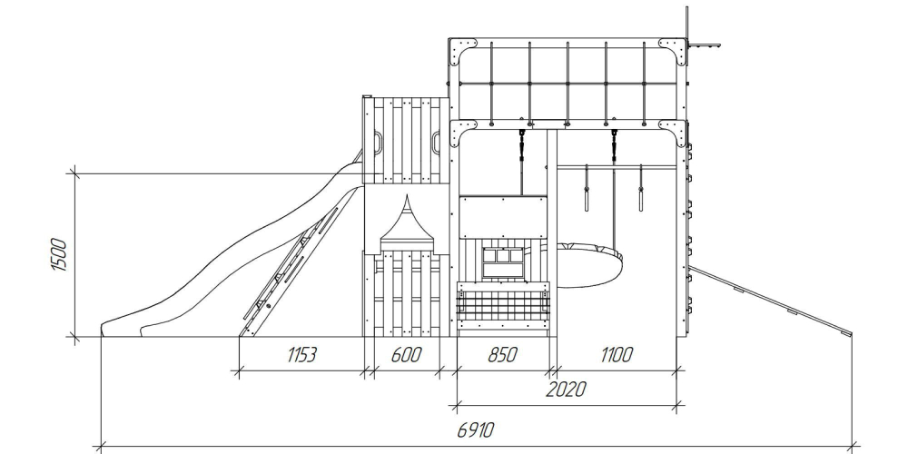 Детская площадка Савушка КУБ-3 (Махагон) подушками и коконом