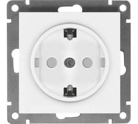 Розетка одноместная "UNIVersal" серия "Афина" с/з, с/у, з/ш, 16А, 220В, белая (еврослот) (HU2312)