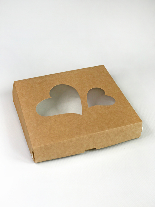 Коробка с окошком "Сердечки" 20 х 20 х 4 см