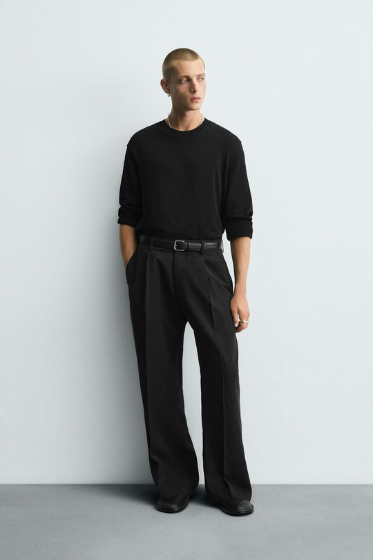 ZARA ДЖЕМПЕР ИЗ ВЫСТИРАННОГО ХЛОПКА, ЧЕРНЫЙ