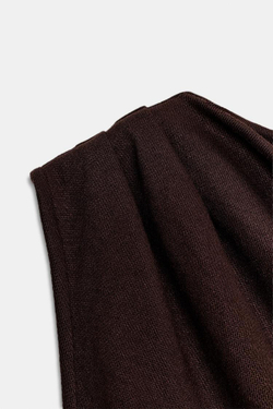 ZARA ТОП АСИММЕТРИЧНОГО КРОЯ ИЗ ТРИКОТАЖА, КОРИЧНЕВЫЙ