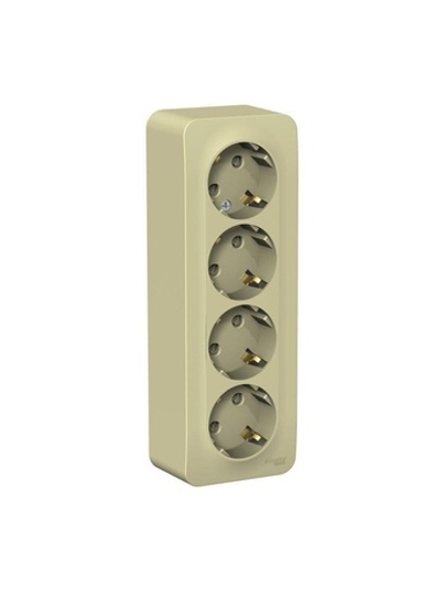 Розетка 4-м ОП Blanca 16А IP20 250В с заземл. защ. шторки с изолир. пластиной беж. SE BLNRA011417