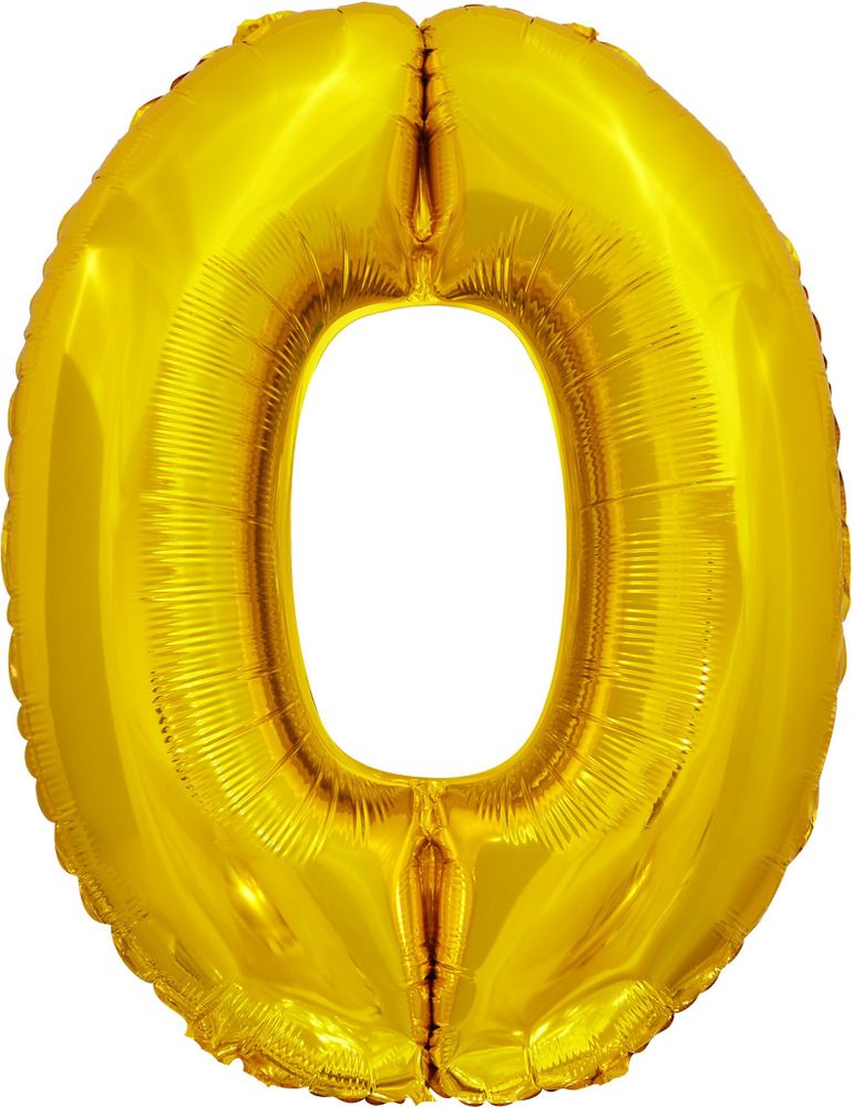 К (34&#39;&#39;/86 см) Цифра, 0, Золото, 1 шт. в уп.