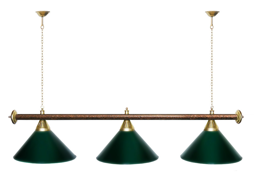 Лампа STARTBILLIARDS 3 пл. (плафоны зеленые,штанга золотая,фурнитура золото)
