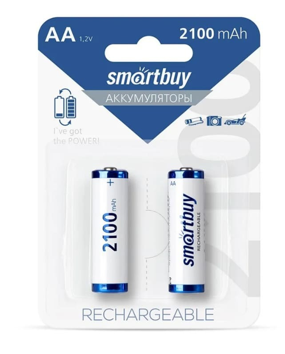 Аккумулятор NiMh Smartbuy AA/2BL 2100 mAh (24/240) (SBBR-2A02BL2100)