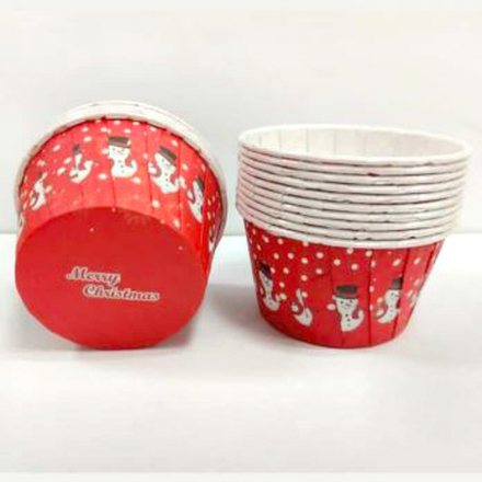 Формы бумажные "Маффин" 50*40мм с ламинацией СНЕГОВИЧКИ (100 шт/уп)