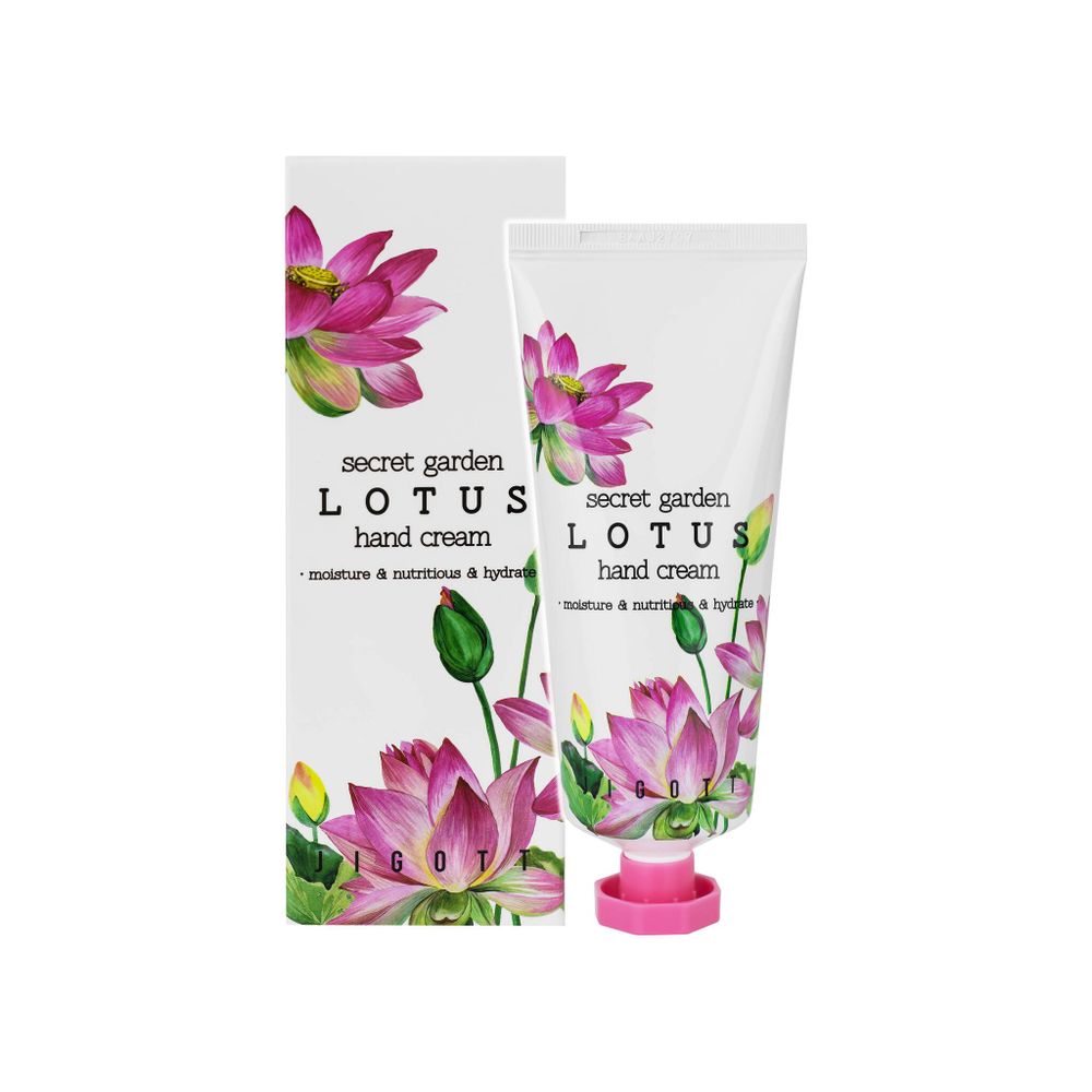 Jigott Secret Garden Lotus Крем для рук с экстрактом лотоса 100мл