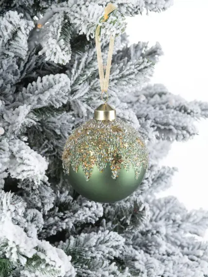 Винтажный стеклянный шар Нефритовая загадка 8 см., 1 шт., Karlsbach (12416)