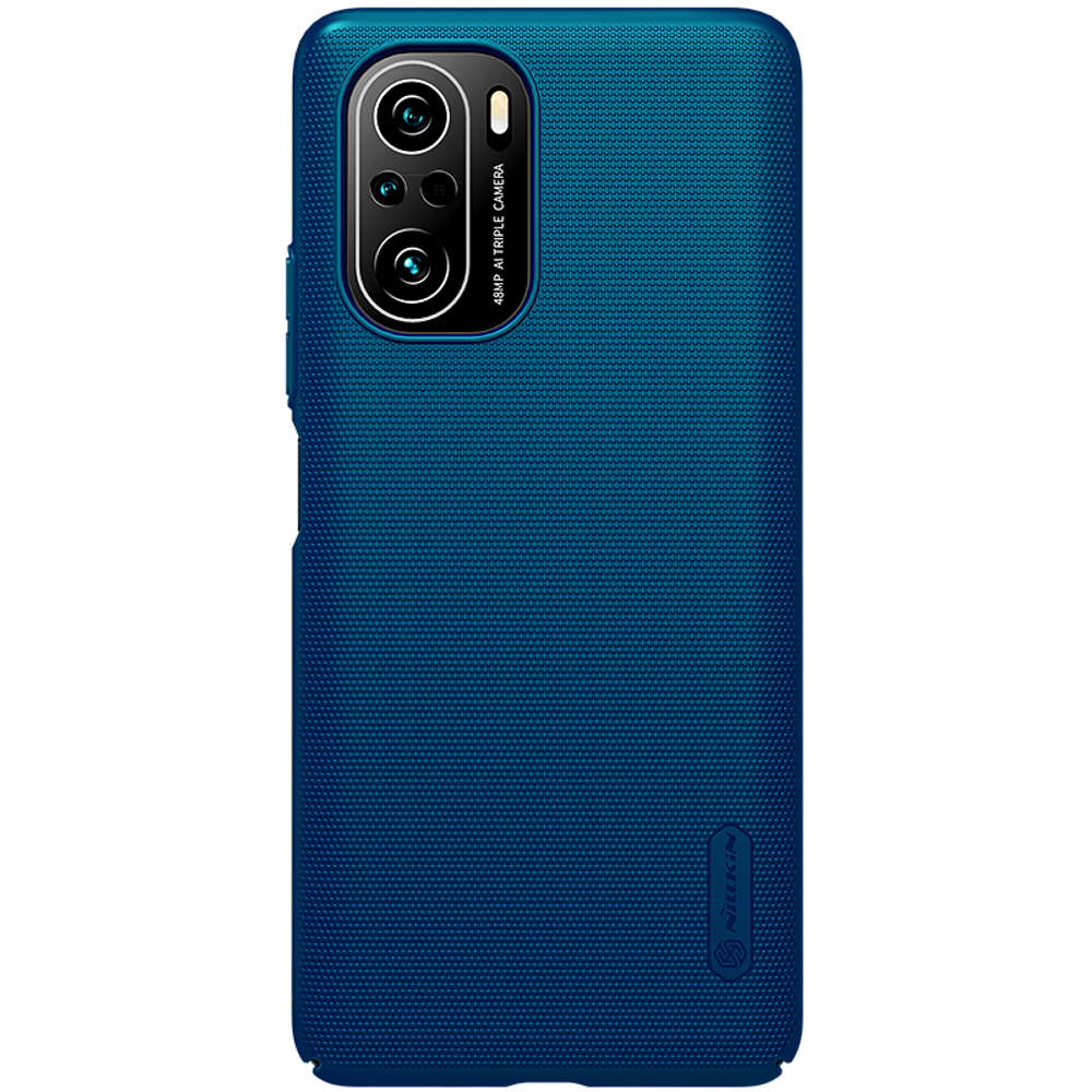 Тонкий жесткий чехол синего цвета (Peacock Blue) от Nillkin для Xiaomi Poco F3 (11i, 11X, 11X Pro, Redmi K40) серия Super Frosted Shield