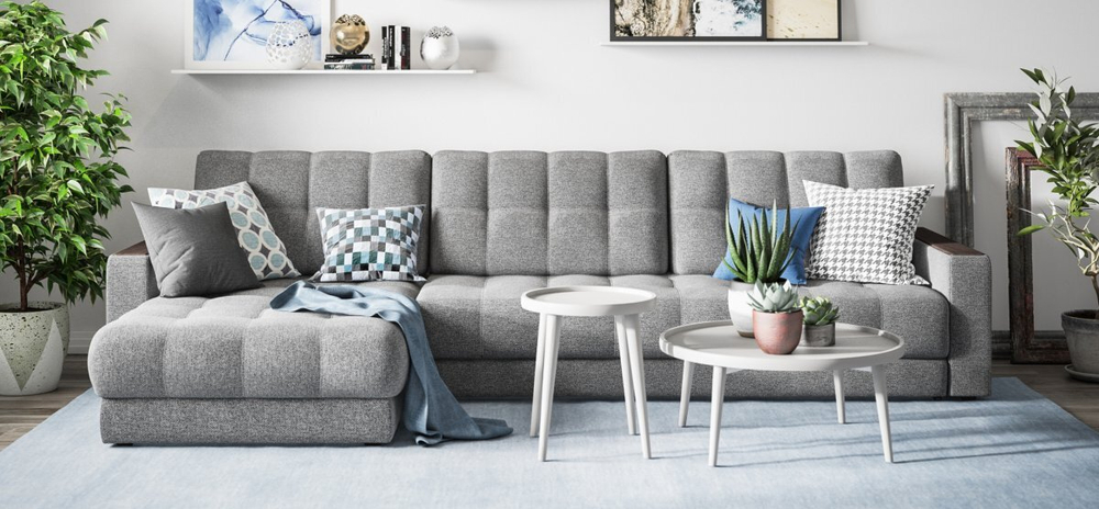 Угловой диван Босс Макс Рогожка Мальмо серый