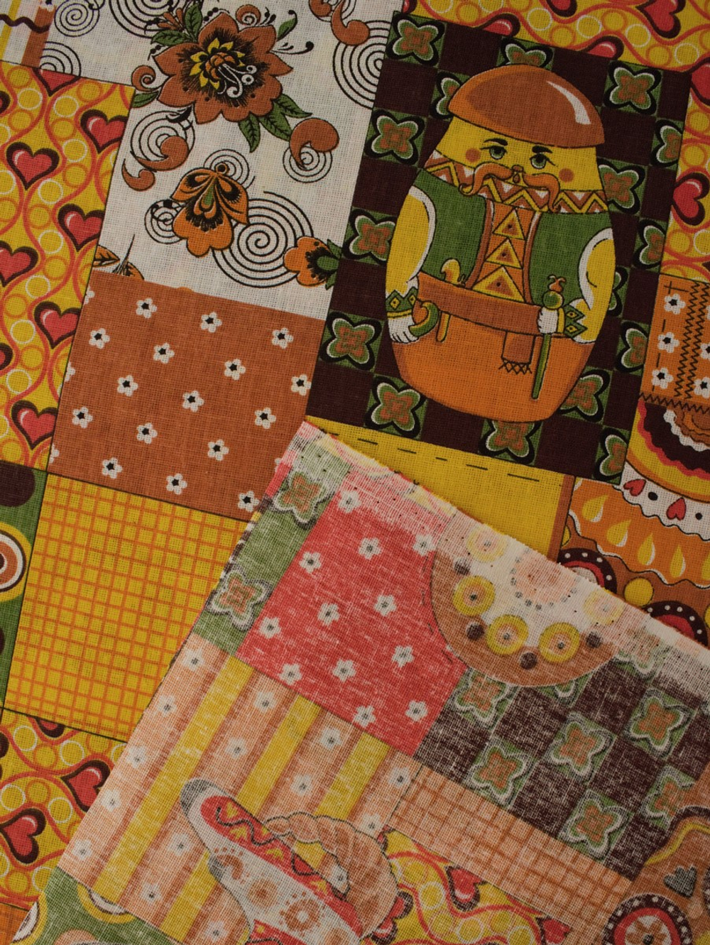 Ткань бязь плательная, рис. "Дымковская игрушка", ширина 150 см, арт. 104