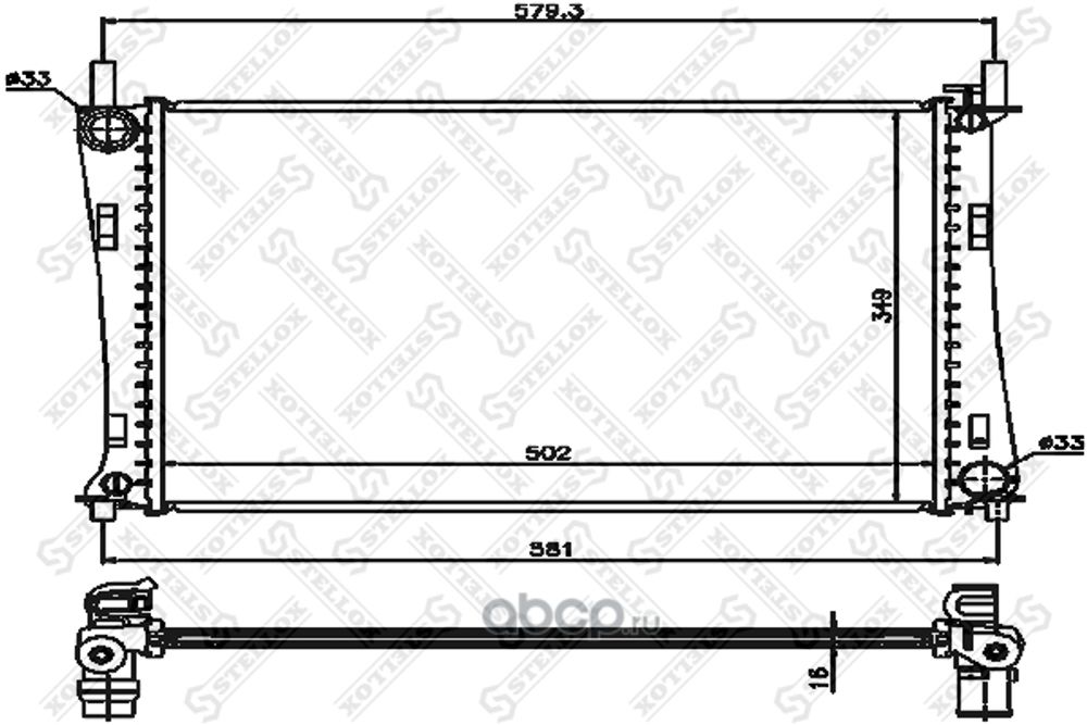 Радиатор основ. алюм. Ford Fusion (02--) Fiesta (01--) 1.2/1.4/1.6 M/A унив. (STELLOX)