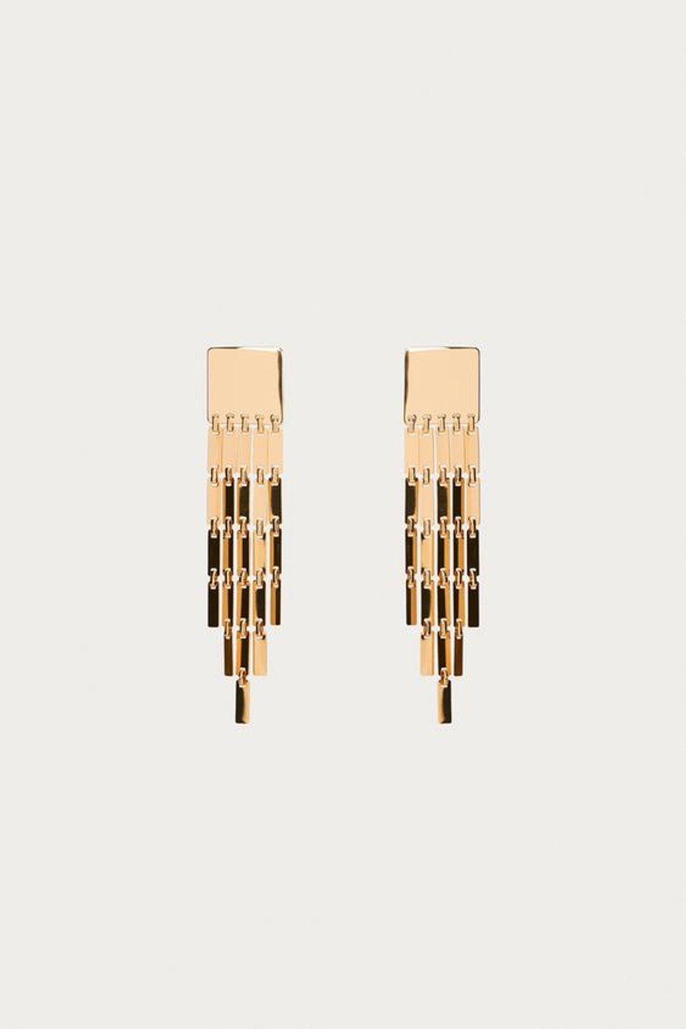 ZARA X MARISA BERENSON КВАДРАТНЫЕ СЕРЬГИ С БАХРОМОЙ , ЗОЛОТИСТЫЙ