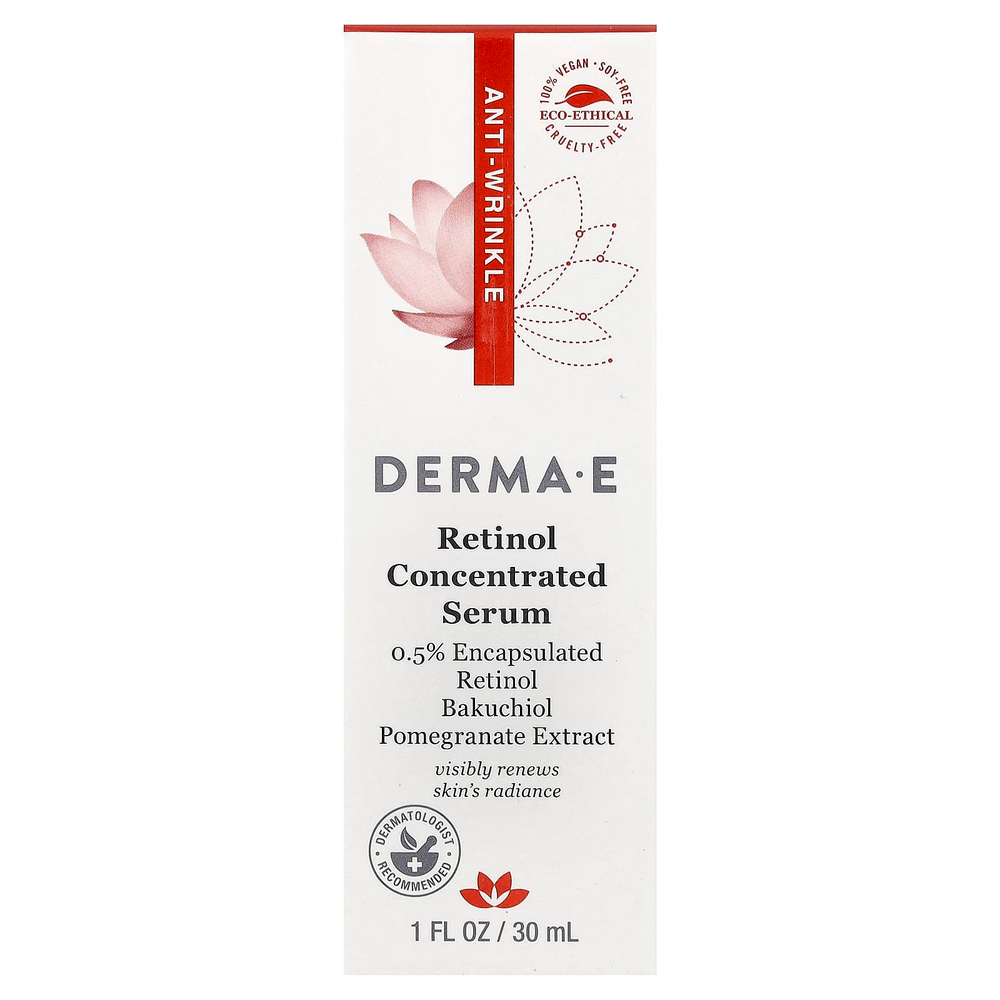 DERMA E, Против морщин, концентрированная сыворотка с ретинолом, 30 мл (1 жидк. унц.)