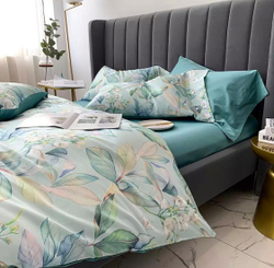 Комплект постельного белья ZEPHYR HOME ЕВРО пг. Мако-Сатин,Египетский хлопок Голубой