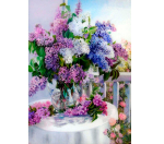 Алмазная мозаика Alingar, на подрамнике, с полным заполнением, (глянц.), 30х40 см, 20 цветов, "Букет сирени"