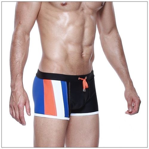 Мужские плавки боксеры черные с синим Seobean Surf Swim Boxers