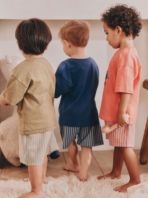 Пижама для мальчика Next AC0-919, 3 шт., Синий, Оранжевый, Бежевый