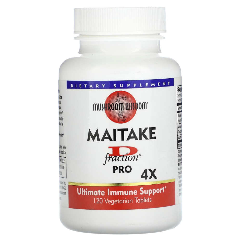 Mushroom Wisdom, Maitake D-Fraction, Pro 4X, 120 вегетарианских таблеток