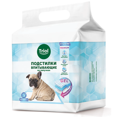 Подстилки впитывающие с угольным фильтром на липучках, 600*600мм (уп.12шт.), серия hygiene, triol