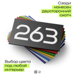 Номер на дверь 263, табличка на дверь для офиса, квартиры, кабинета, аудитории, склада, черная 120х70 мм, Айдентика Технолоджи