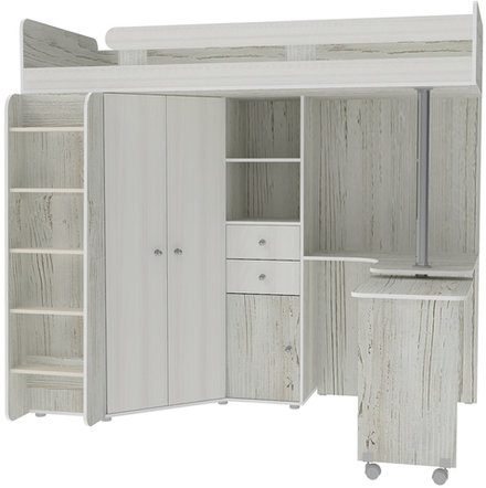 Кровать-чердак КарИВи М85 Винтерберг Белое Дерево