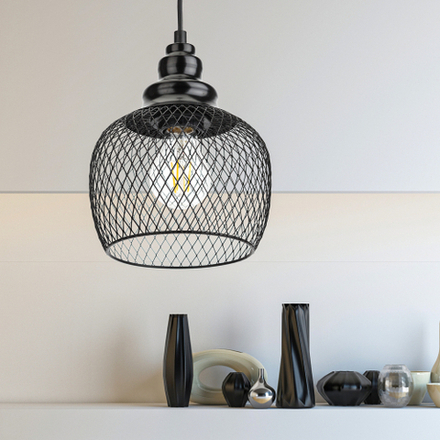 Светильник подвесной ЭРА PL8 BK под лампу E27 высота плафона 220мм подвеса 760мм черный