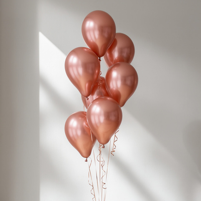 Фонтан шаров "Зеркальный блеск Розового золота"