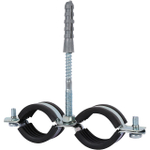 Хомут для труб двухвинтовой сдвоенный STOUT - 1" (32-35 мм, с шпилькой и дюбелем)