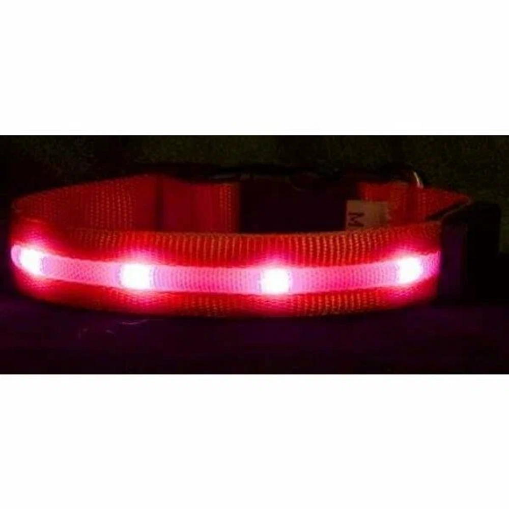 Ошейник для собак Richi Светящийся, размер S, красный со светящийся лентой 3 режима 32-34 см