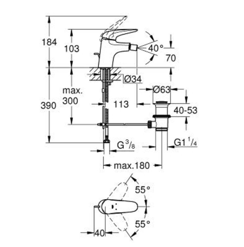 Смеситель для биде GROHE EuroStyle S-Size 23720003