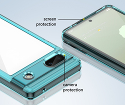 Чехол с усиленными боковыми рамками бирюзового цвета на Google Pixel 6A, мягкий отклик кнопок